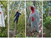 Окровавленные человеческие чучела на деревьях напугали жителей Усть-Каменогорска