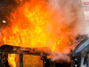 Российский автомобиль сгорел на павлодарской трассе