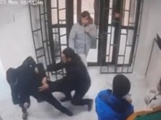 Нападение с ножом на посетителей банка попало на видео в Актау
